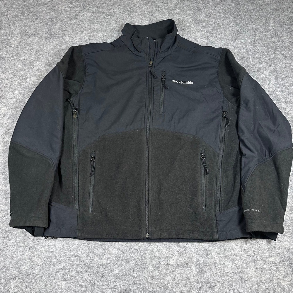 Columbia Interchange Jacket Mens XL Black Good Omni-Shield Fleece